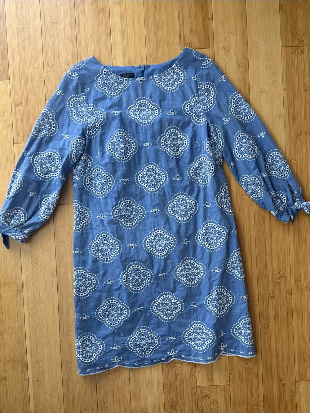 Talbots Blue Embroidered Shift Dress